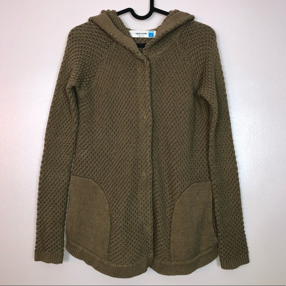 Sparrow | Brown Knit Hooded Sweater with Pockets